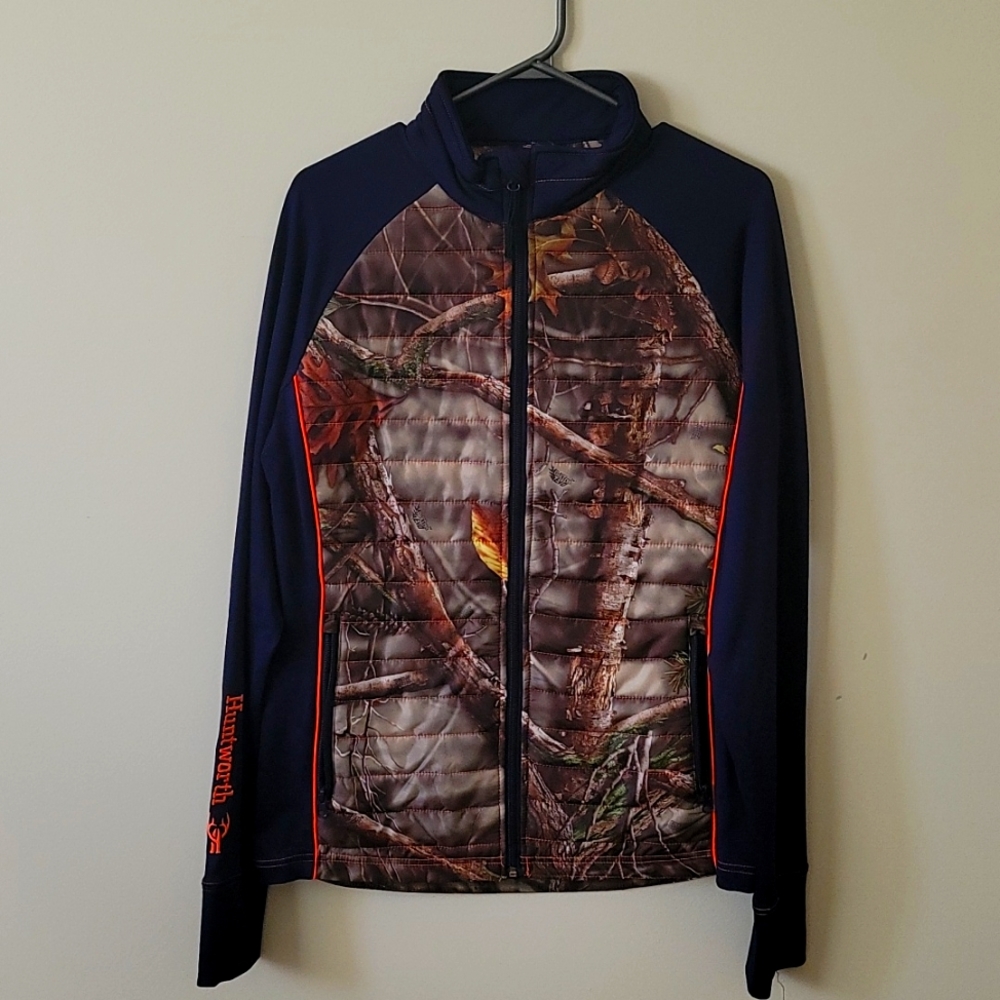 Camo and dark blue zip up